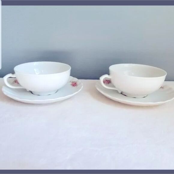 2 Vtg Seltmann Weiden Bavarian China Tea Cups & Saucer Rose Flower Set Cup - Picture 3 of 4